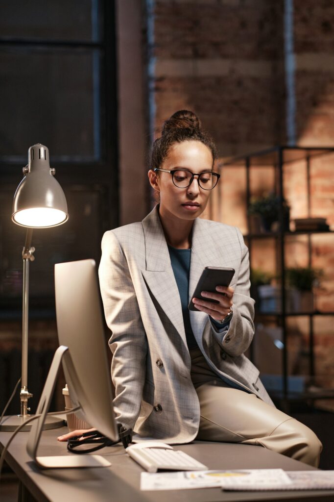 Woman scrolling through social media